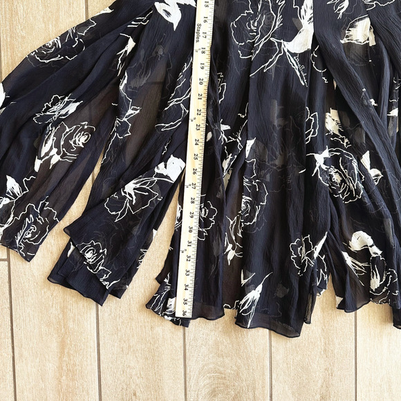 VTG Dana Buchman Maxi 100% Silk Skirt 14 Floral Fringe Whimsygoth Fairy Grunge - Picture 6 of 6